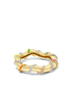 Enamel Twisted Ring, 18k Yellow Gold & Diamonds